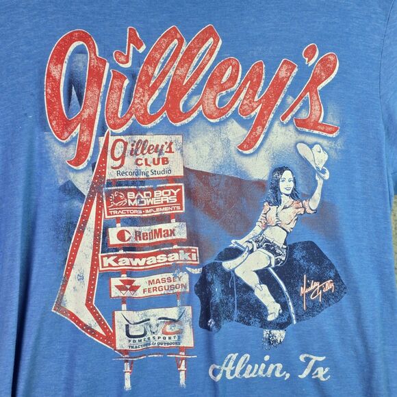 Gilleys Club Texas Rodeo Western Graphic T Shirt Mens Large Blue Cowboy Country - Picture 2 of 9